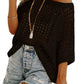 🏖️Women's Summer Scoop Neck ShortSleeve Sweater Casual Crochet Hollow Out KnitTops