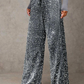📢📢50 % OFF !!🎅Women's Sequin Sparkle Wide Leg Pants with Elastic Waistband