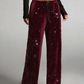 📢📢50 % OFF !!🎅Women's Sequin Sparkle Wide Leg Pants with Elastic Waistband