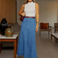 📢2026 Hot Sale 50% off⏰Women's High-Waist A-Line Denim Maxi Skirt