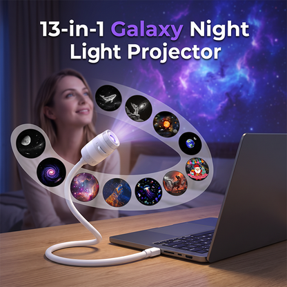 🌌 Turn Any Room Into a Galaxy – USB Star Projector with 13 Interchangeable Films & Flexible Neck. UK Stock