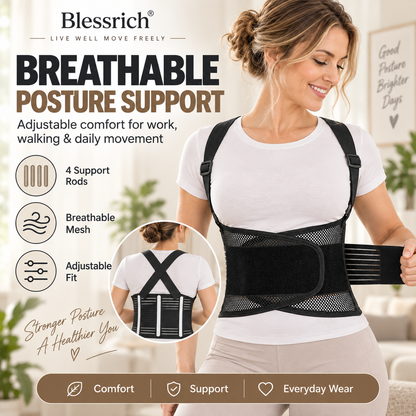 🛡️ Limited-Time Offer!💃Breathable 4-Rod Waist Support Brace – Instant Back Support & Comfort for Work, Lifting & Daily Wear 💪