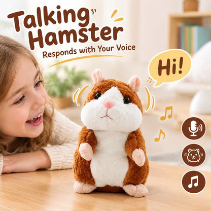 🐹 Last Day Special Price £9.99!!!🔥⏰️Talking Hamster Plush – Repeats What You Say & Auto Head-Shaking Fun 🎁