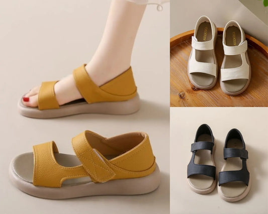 2024 New Fashion Soft Bottom Thick Bottom Leather Sandals
