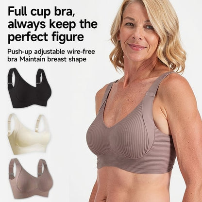 🎁Last Day Buy 1 Get 3 Packs🔥Each Only ￡4.99💕Women's Ribbed Push Up Adjustable Wireless Bra