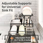Foldable Over Sink Dish Drying Rack｜Pull-Out 2-Tier Dish Drainer with Utensil Holder｜Space Saving Kitchen Organizer