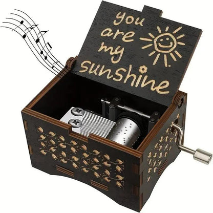 📢50% OFF !! ⏰"You Are My Sunshine" Musical Box, Hand Crank Wooden Engraved Music Box, Romantic Keepsake Gift for Loved Ones🎁