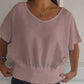 Simple Solid Color V-Neck Half-Sleeve T-Shirt