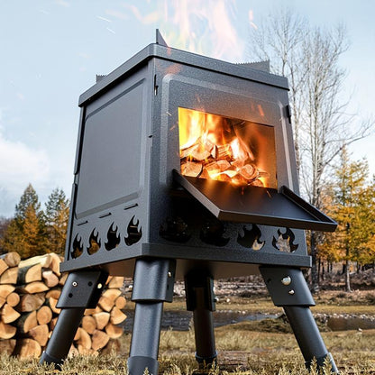 🔥LIMITED-TIME 50% OFF!📢🏕️ Portable Cast Iron Wood-Burning Rocket Stove – 16-Vent High Efficiency & Foldable Design, A Rugged Outdoor Camp Cooker for Garden, Camping & Off-Grid Cooking