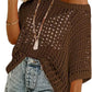 🏖️Women's Summer Scoop Neck ShortSleeve Sweater Casual Crochet Hollow Out KnitTops