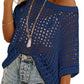 🏖️Women's Summer Scoop Neck ShortSleeve Sweater Casual Crochet Hollow Out KnitTops