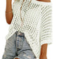 🏖️Women's Summer Scoop Neck ShortSleeve Sweater Casual Crochet Hollow Out KnitTops