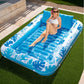 Sloosh-L/XL Inflatable Tanning Pool Lounge Float With Cup Holder, 70“X46”/85″ x 57″ Extra Large Pool Floats Adult with Pillow, 4 in 1 Suntan Tub Raft Floatie, Sunbathing Bed Lounge for Water Blow Up Kids Ball Pit Party Gifts, inflatable Sofa Swimming