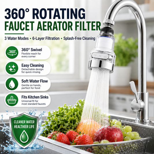 🚰🥗360°Rotating Faucet Filter, Splash-Proof Tap Water Purifier With Multi-Layer Filtration For Kitchen Sink💧