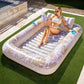 Sloosh-L/XL Inflatable Tanning Pool Lounge Float With Cup Holder, 70“X46”/85″ x 57″ Extra Large Pool Floats Adult with Pillow, 4 in 1 Suntan Tub Raft Floatie, Sunbathing Bed Lounge for Water Blow Up Kids Ball Pit Party Gifts, inflatable Sofa Swimming