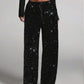 📢📢50 % OFF !!🎅Women's Sequin Sparkle Wide Leg Pants with Elastic Waistband