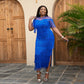 New Style | Plus Size Round Neck Tulle Side Split Party Tassel Dresses