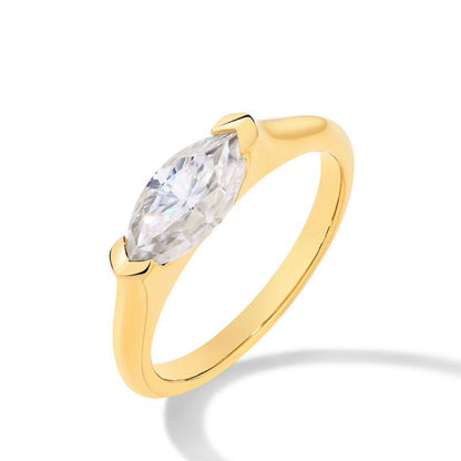 1CT Marquise Shape Synthetic Moissanite Ring 925 Sterling Silver Rings Daily Wear Birthday Present Fine Jewelry