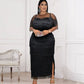 New Style | Plus Size Round Neck Tulle Side Split Party Tassel Dresses