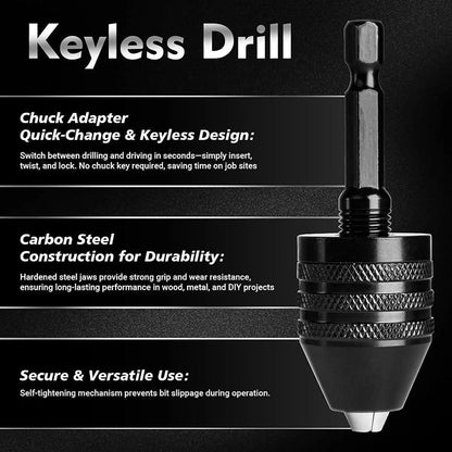 ✨3-Jaw Drill Chuck, Quick Change Adapter For Electric Drill & Screwdriver🔧