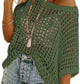 🏖️Women's Summer Scoop Neck ShortSleeve Sweater Casual Crochet Hollow Out KnitTops