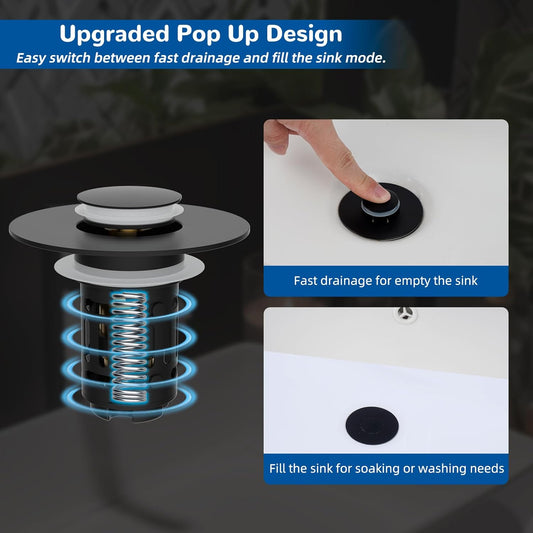 🔥 50% OFF 🔥 Hibbent Upgraded 3-in-1 Sink Drain Filter – Universal Pop-Up Stopper, Removable Stainless Steel Basket Hair Catcher & Anti-Clogging for Kitchen & Bathroom Sinks ✨