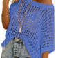 🏖️Women's Summer Scoop Neck ShortSleeve Sweater Casual Crochet Hollow Out KnitTops