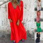 🔥Hot Sale 49% OFF🔥V-neck Solid Color Lantern Sleeve Dress
