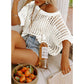 🏖️Women's Summer Scoop Neck ShortSleeve Sweater Casual Crochet Hollow Out KnitTops