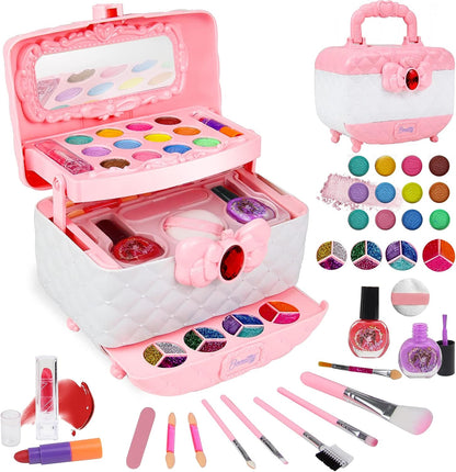 👑 LIMITED-TIME 50% OFF! 💖✨Non-Toxic Portable Kids Pretend Makeup Set, Washable Play