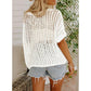 🏖️Women's Summer Scoop Neck ShortSleeve Sweater Casual Crochet Hollow Out KnitTops