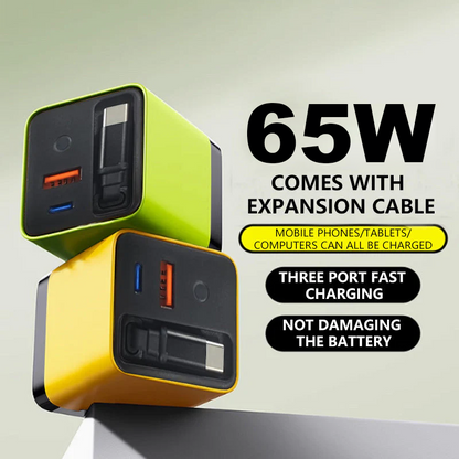 🔌 Tidy Desk, Fast Charge – 65W Charger with Retractable 80cm Type-C Cable. 50% Off. UK Stock