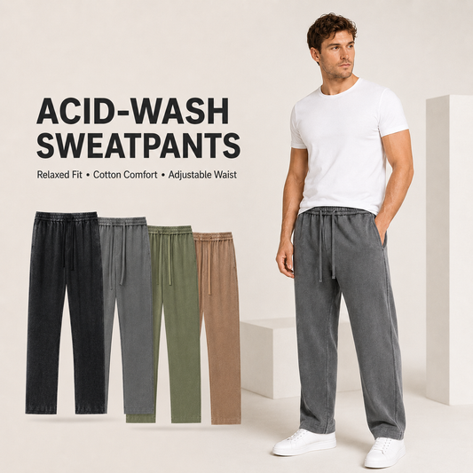 Men's Acid-Wash Cotton Joggers 👖 Worn-In Look, Cloud-Soft Feel – Your New Weekend Uniform ✨