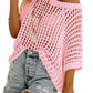 🏖️Women's Summer Scoop Neck ShortSleeve Sweater Casual Crochet Hollow Out KnitTops