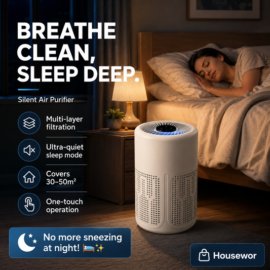 🍃 Removes 99.97% of Allergens – Whisper‑Quiet HEPA Air Purifier for Bedrooms up to 50m². Limited Deal