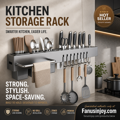 🍽️ 50% OFF! ✨ Multifunctional Kitchen Chopstick & Knife Holder – Zoned Storage, Hollowed Drainage, Premium Carbon Steel, Countertop Organizer 👨‍🍳