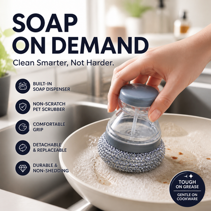 ⏳🔥LIMITED TIME OFFER!!⏰🧼 Scrubber Brush – Built-In Soap, Non-Scratch & Ergonomic✅