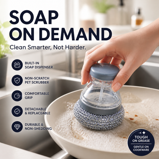 ⏳🔥LIMITED TIME OFFER!!⏰🧼 Scrubber Brush – Built-In Soap, Non-Scratch & Ergonomic✅