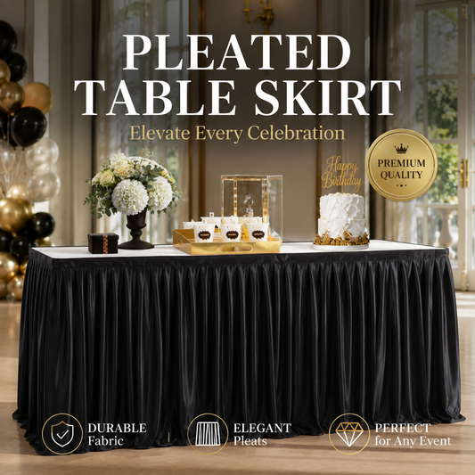 ⏳🔥LIMITED-TIME 50% OFF! ⏰🌹 Pleated Table Skirt for Events – Elegant Wrinkle-Resistant Decor | Perfect for Parties, Weddings & Gatherings