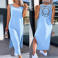 Women's Solid Color Mid-Length Dress with Back Cutout