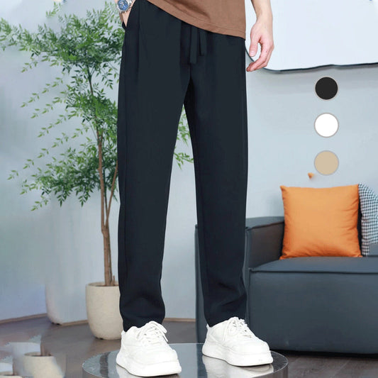 Men's Straight Loose-Fit Elastic-Waist Tapered Pants