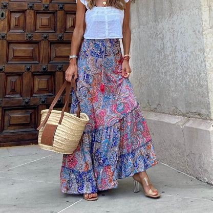 Women’s Trendy Boho Style Floral Flowy Maxi Skirt