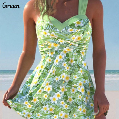 Women's Floral Print Strap Swimdress 2-Piece Set