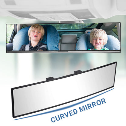 🚗 Wide Car Curved Rear View Mirror – Wide Angle & Blind Spot Reducer | Universal Easy Clip-On, Installs in Seconds🛡️