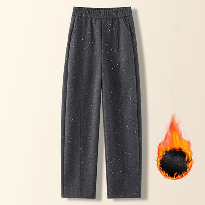 Women's Trendy Warm High-Waist Pants with White Sequins