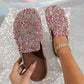 💕Limited Sale 50% OFF💕Women's Comfortable Casual Sequin Cork Slippers