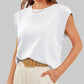 Solid Color Round Neck Cap Sleeve Top