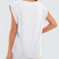 Solid Color Round Neck Cap Sleeve Top