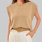 Solid Color Round Neck Cap Sleeve Top