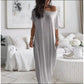 🔥Last Day Special Discount💃Women's Summer Casual Loose Solid Color Short-Sleeve Long Dress
